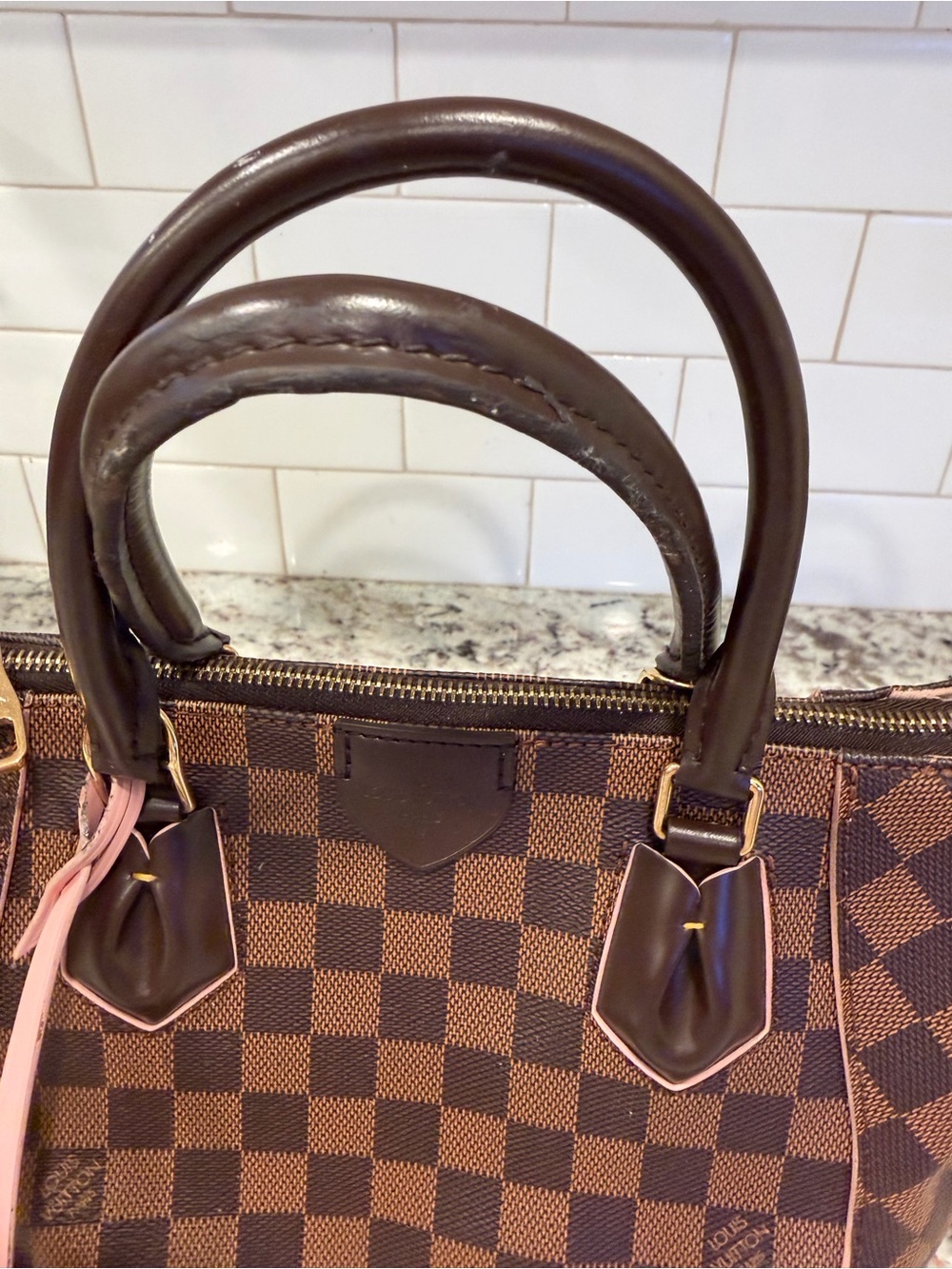 Louis Vuitton Damier Ebene Satchel with Pink Tag - Picture 12 of 16